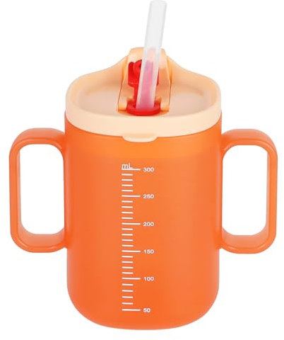 ICEBLUEOR 300ml/10Oz Sippy Cup,No Spill Milk Cup with Handles,Reusable Leakproof Water Bottle Straw Cup,Drinking Cup for Water Milk Juice Soup,Dishwasher Safe,BPA Free