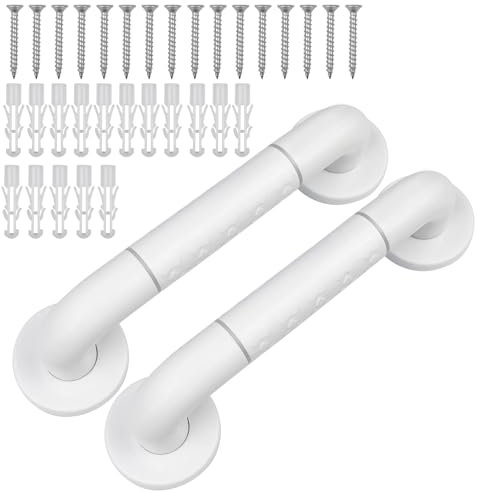 Sudnsadaks 2pcs D'Appui de Salle Bain, 30cm Barre D'Appui WC Barre Maintien Douche, Poignée Douche Antidérapante Salle Bain Poignée Sécurité Blanche Baignoire Main Courante Âgées/Handicapées/Enfants
