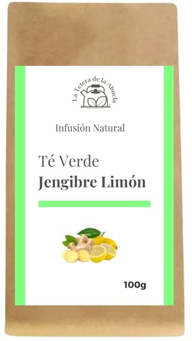 Té Verde con Jengibre y Limón 100 g – Infusión Detox Natural para Digestión y Bienestar Diario – Té a Granel 100% Natural – La Tetera de la Abuela