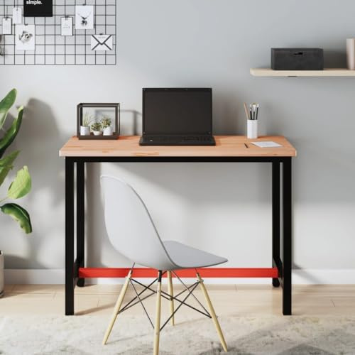 Hoopleep Skrivbordsskiva 115 x 55 x 2,5 cm massivt trä furu, naturträ bordsskiva för kontorsbord, träplatta matbord, datorbord, trä bordsskiva