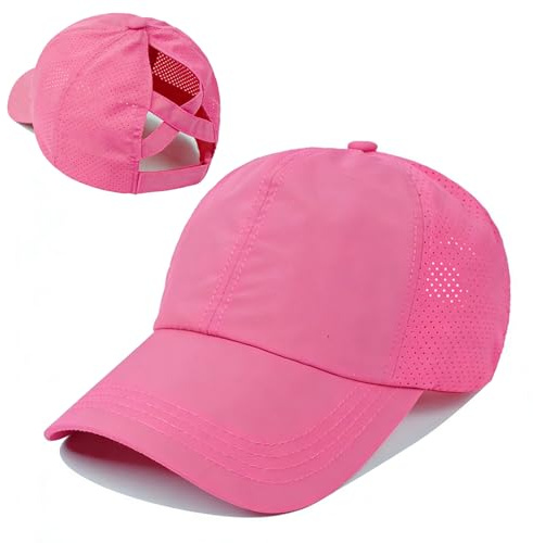 HTTDSLF Berretto da Baseball da Ragazza, Ad Asciugatura Rapida, Baseball con Coda di Cavallo Estivi, Berretto Bambino con Visiera Regolabile, Cappello Sportivo per Bambini (Rosa)