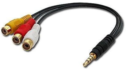 Lindy AV Adapter Cable - Stereo & Composite Video cable de vídeo compuesto 0,25 m 3,5mm 3 x RCA Negro - Cables de vídeo compuesto (0,25 m, 3,5mm, 3 x RCA, Negro, Macho/Hembra)
