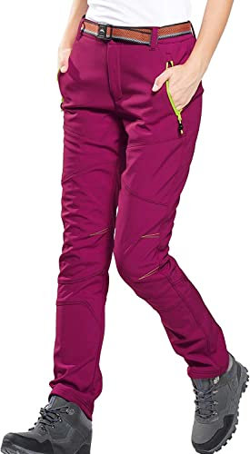 FLYGAGA Damen Outdoorhose Softshellhose Wanderhose Gefüttert Fleece Warm Wasserdicht Winddicht Softshell Schnelltrocknend Winterhose Trekkinghose Funktionshose Herbst Winter