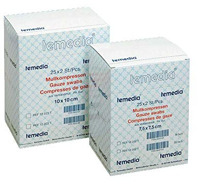 Holthaus Medical Temedia Compresse de gaze pour soulagement stérile Taille 12 à 17 fils Taille S/M