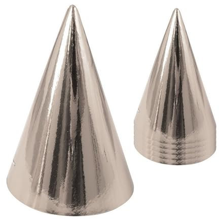 P'TIT CLOWN - Chapeau Pointu en Carton - Lot de 6 - Accessoires Festifs Idéaux pour Anniversaires et Fêtes (Argent)