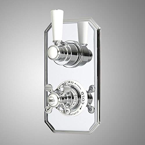Milano Elizabeth 2 Outlet Concealed Thermostatic Mixer Shower Valve - Chrome White