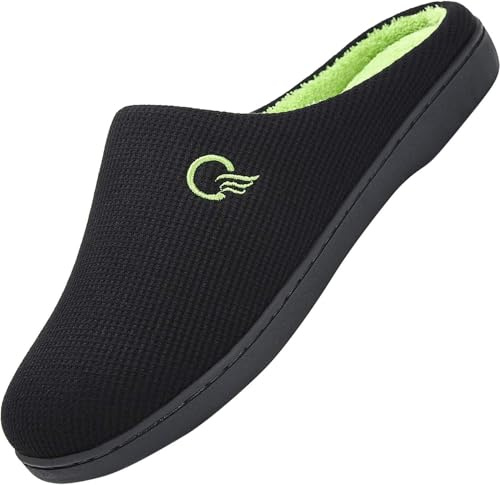 Mishansha Chausson Hommes Femmes Doux Confortable Hiver Pantoufles Mousse Mémoire Peluche Chaud Chaussons Maison Chaussures Antidérapantes Slippers Chaussures D'intérieur, Schwarz 40/41 EU