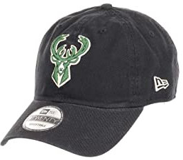 New Era Milwaukee Bucks NBA Team Black 9Twenty Unstructured Strapback Cap - One-Size