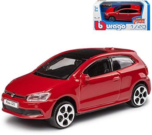 NEW Volkwagen Polo V GTI Typ 6R 3 Türer Rot 2009-2017 1/43 Burago Modell Auto