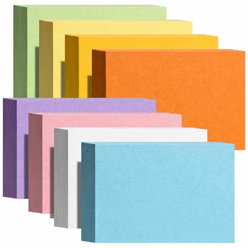 Koogel Flash Cards Blank, 640Pcs 3×5 Inch Coloured Index Cards 8 Colour Coding 150gsm Double Sided for Study Office Home