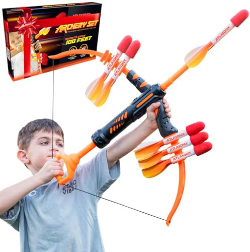 Atlasonix Pfeil und Bogen für Kinder ab 6 Jahre, Archery Bow Licht, Armbrust Kinder 6 7 8 9 10 11 12 Jahre Jungen und Mädchen, Kindergeschenke zu Weihnachten, Geschenk zum Geburtstag