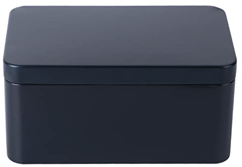 Artibetter Rectangular Tinplate Storage Box - Black Tea Leaf Organizer with Tight-Seal Lid for Candies, Coffee, and Small Items - 5.1x3.1x2.4 Inches