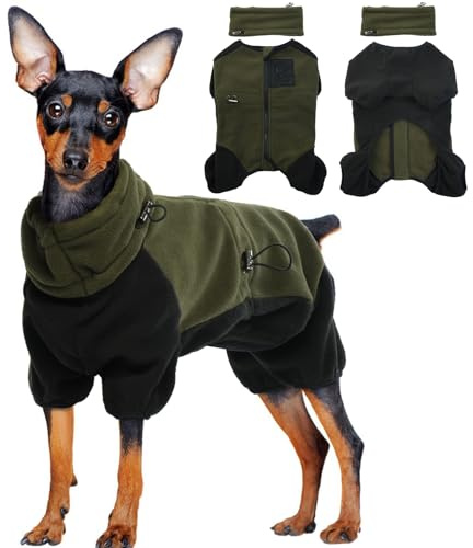 Vinterrock hund XS, vinterjacka hundar liten varm hundrock med snoods för hundar hundväst små hundar vinterkläder vinterrock chihuahua(armégrön, XS)