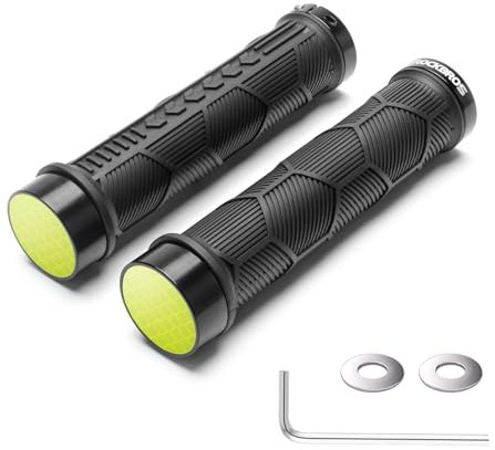 ROCKBROS Bicycle Handlebar Grips Rubber Handlebar Grips Bike Non-slip Ergonomic Bicycle Grips Reflective Aluminium Lock-on Design Grips for 22.2mm