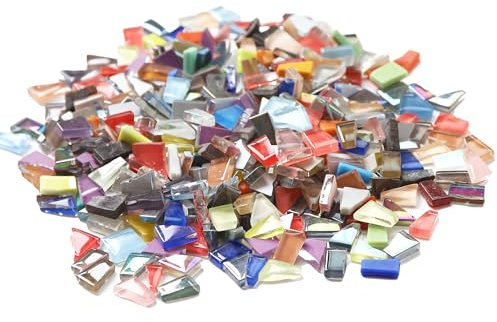 WENLISELL 1KG Irregular Mosaic Tiles Arts and Crafts, Random Color Shapes Mosaic Glass Pieces for Crafts, Arts, DIY Mosaic Kits, Home Decoration