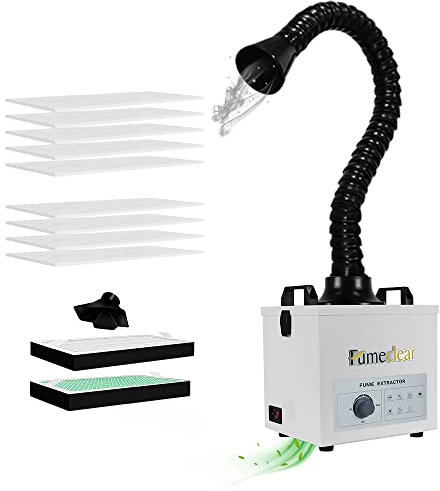 FumeClear FC-100A Lötrauchabsaugung Leistungsstarke 200 to 260m³/h Absaugung, Lötrauchabsorber, geräuscharmes, 3-stufiges Filtersystem mit 12 Filtern für Laserschweißen, Rauchabsaugung