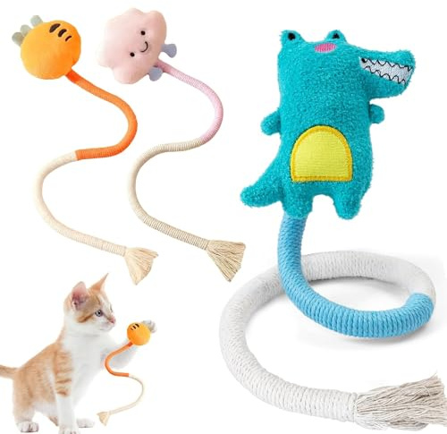 ZXJLWR Kauspielzeug Katze, 3 Stück Cat Toys, Katzenspielzeug Selbstbeschäftigung, Katze Baumwollseil Zähne Reinigung, Katzes Dental Spielzeug Für Katzen Und Gegen Mundgeruch