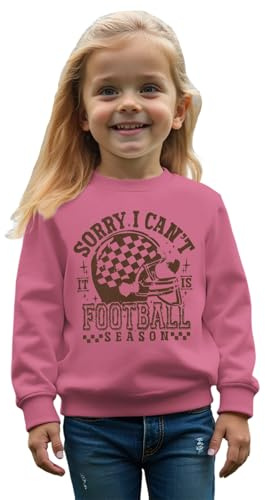 CM C&M WODRO Toddler Kid Boy Girl Football Outfit Football Season Sweatshirt Game Day Shirt Long Sleeve Crewneck Pullover Top (Dark Pink, 5-6X)