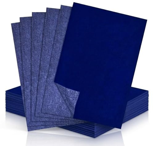 AEUXZA 50 Hojas Papel de Calco A4 Azul Papel Carbón para Calcar y Transferir en Madera, Papel, Lienzo 21x29.7cm Papel de Calco Azul