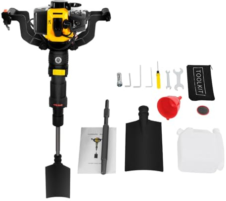 1900 W Excavatrice d'arbre de jardin 52 cc 2 temps à essence 6500 tr/min avec entonnoir + pelle + tige de connexion + bouteille d'huile pour jardin, ferme, plantation d'arbres