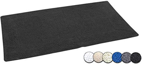 Casalanas | Modell Fontechiari | doppelseitiger Badteppich | Schwerer Badvorleger | Badematte aus 100% Natur-Baumwolle | Bade-Matte 120x70cm | Badezimmerteppich in Farbe Schwarz