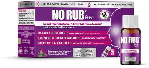 NO RUB' FLASH - Apaise les Gênes Hivernales Nez Bouché, Gorge Irritée, Fatigue - Vegan - 12 Shots - Saveur Pin/Eucalyptus - Eric Favre
