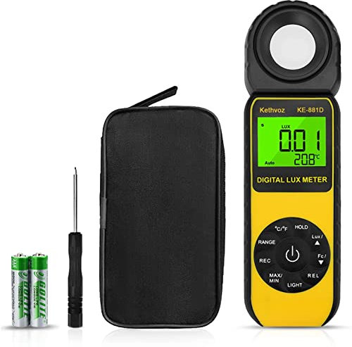 BTMETER Digital Luxmeter Lichtmesser,BT-881D Lichtmessgerät Beleuchtungsmessgerät mit 270 ° Gedrehtem Sensor,Messlichter 0,1~400.000 Lux für Indoor Outdoor LED Lichter Pflanzen Fuß Kerzen