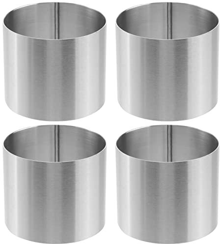 YARNOW 4 Pcs Mini Mousse Rings Stainless Steel 6cm Small Round Cake Rings DIY Kitchen Baking Moulds for Baking Cake Cheesecake Pancake Dessert