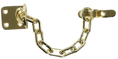 UAP Door Chain with Security Rating - Heavy-Duty Front Door Lock with 200kg Break Resistance - Slim Chrome Door Restrictor for UPVC & Wooden Doors - Easy Installation (Polished Brass)