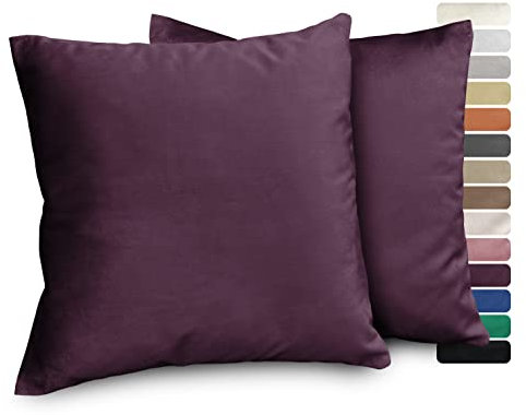 BEAUTEX Lea Samt Kissenhüllen 2er Set, Premium Kissenbezug, Sofa- und Dekokissen, Größe und Farbe wählbar (Beere 45x45 cm)