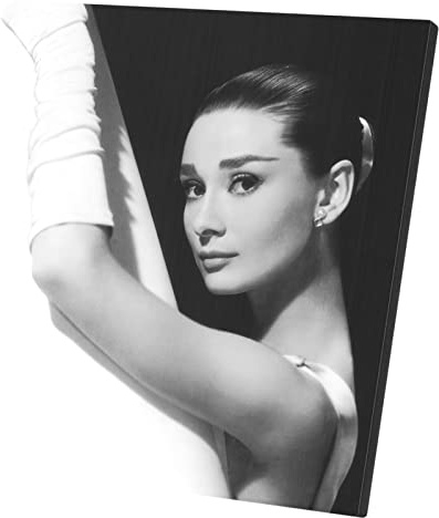 Cuadro mural de impresión sobre lienzo Audrey Hepburn Actriz Retrato Guantes Star Photo Vintage (30 cm x 30 cm)