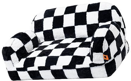 soobu Haustier-Schlafsofa, Atmungsaktives, Abnehmbares Katzensofa für Mittelgroße Hunde (Doppelsitz, Schwarz und Weiß)