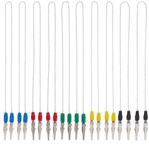 GORGECRAFT 10pz 5 Colori Clip per Tovaglioli Catena A Sfera in Metallo con Clip per Bavaglino Porta Tracolla Catena Tovagliolo Asciugamano Grembiule Bavaglini Clip di Fissaggio per Dentista 58cm
