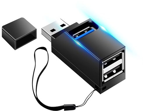 Hub USB 3.0, Splitter 3-Porte (2 USB 2.0 + USB 3.0), Adattatore Dati Ad Alta Velocità Per PC Portatile E Flash Drive (Nero)