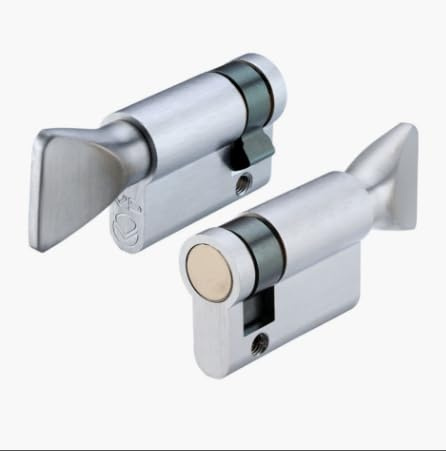 Kooples Hardware Euro V5 Euro Profile Single Turn Cylinder – 5-Pin Thumbturn and Blank End – Keyless One-Sided Operation – Fixings Included (Satin Chrome, 40mm)