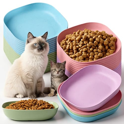 PercyEffie 32 ciotole per gatti e gattini, 14 cm, vassoio poco profondo per gatti larghi, piccoli animali domestici, ciotola per cibo umido per gattini, zampe corte, gattini, furetti, animali