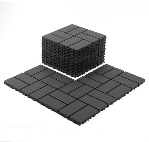 Deck Tiles, 44 PCS, 12x12 Waterproof Plastic Outdoor Flooring Patio Tiles for Balcony, Backyard, Indoor & Outdoor Use, All Weather Use, Grey