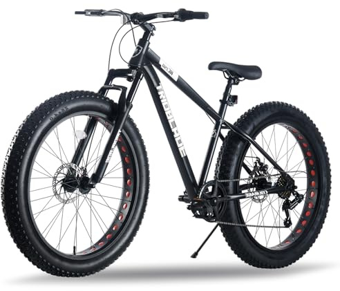 TRIOBLADE 26 Fat Tire Mountain Bike for Adults 7 Speed Snow Bike All-Terrain Full Suspension Mountain Bicycle with Dual Disc Brake 17 Inch Frame Bicycle for Men Women (26inch Fat Tire Mountain Bike)