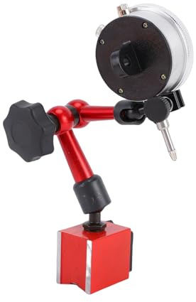 Fesjoy Mini Flexibel Magnetisk Bashållare Bracket Verktygssats med 0,01 Mm Noggrannhetsindikator för Mätning Av Arbetsstycke Utrustning Kalibrering Metall Röd Silver 2 Delar Set (1)