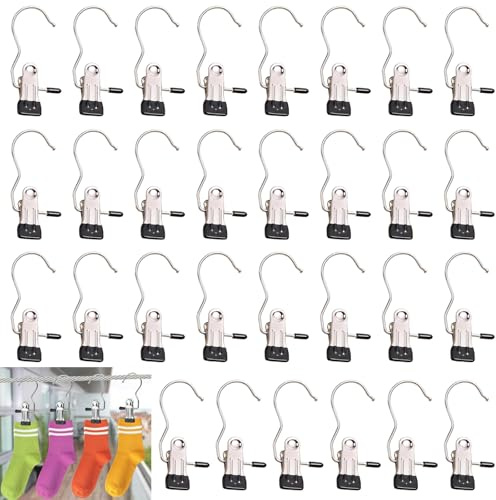 CHAOTEMAI 30 Pezzi Grucce Pantaloni Acciaio Inossidabile Appendini Armadio Antiscivolo Mollette per Bucato Con Ganci Grucce Appendiabiti Salvaspazio per Pantaloni Scarpe Asciugamani Cappelli Calzini