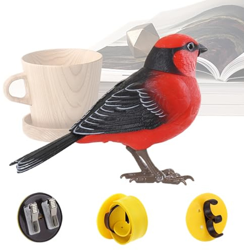 Simulation Bird Toy - ABS + PC 5,31x3,54 tum | Interaktiv Simulerad Fågelkvitter Med Musik,Elektriskt Skrivbord Husdjur För Morfar Kvinnor Fru Pojkar Flickor Män Tonåringar Son Man Familj