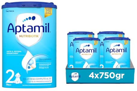 APTAMIL 2 - Latte di Proseguimento in Polvere per Neonati dal 6° mese compiuto al 12° - 4 Confezioni da 750 g