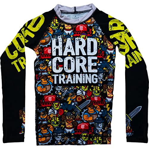 Hardcore Training Kids Rash Guard Doodles Kompressionshemd Lange Ärmel Kinder Fitness Grappling BJJ Grundschicht Sportbekleidung