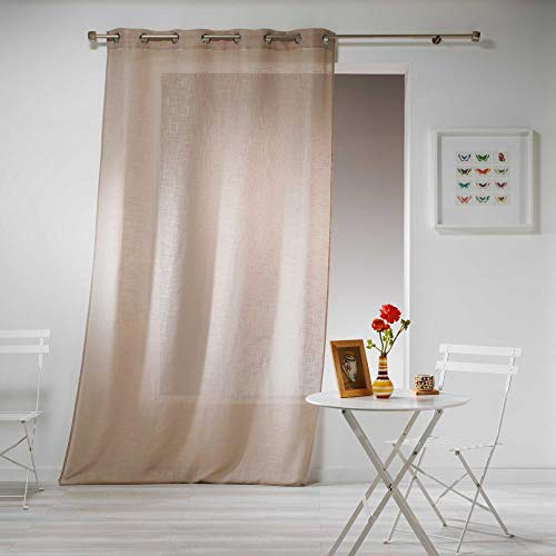Douceur d'Intérieur Haltona Panneau A Oeillets Effet Lin Tisse Haltona Polyester, Noisette, 240x140 cm