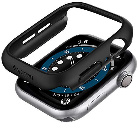 Spigen Thin Fit Hülle kompatibel mit Apple Watch Serie 6 SE 5 4 40mm - Schwarz