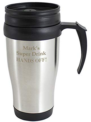 Custom Personalised Laser Engraved Stainless Steel Travel Thermos Mug 400ml - Ideal Christmas, Birthday Gift, New Job