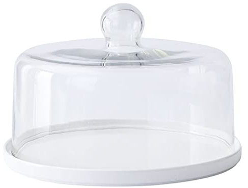 Cabilock 1pezzi Piatto Con Coperchio in Ceramica Coprivivande Trasparente Supporto Per Dessert Con Coperchio Resistente Per Uso Prolungato Facile Da Riporre