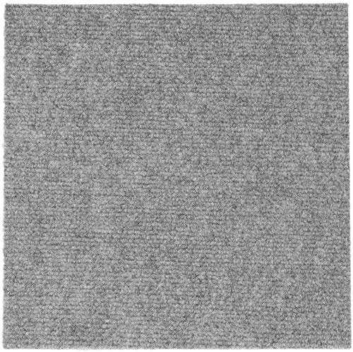 Self Adhesive Carpet Tile, Easy to Peel and Stick Carpet Floor Tile - 12 Tiles/12 sq Ft. (Grey-White)