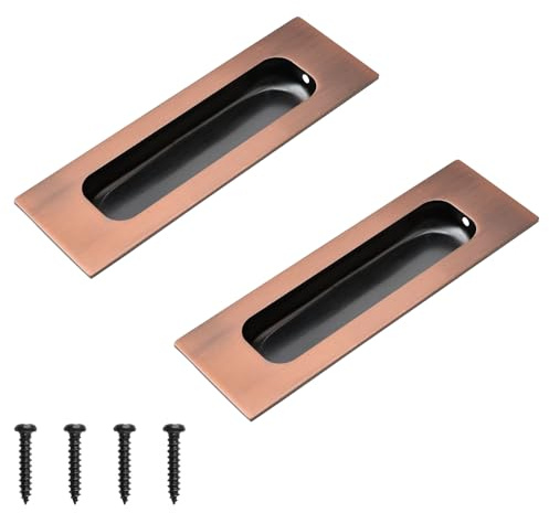 MOROBOR - Tiradores empotrados para dedos, 2 piezas, tiradores rectangulares empotrados de 11.9 cm de largo, tiradores de puerta corredera, tiradores de acero inoxidable para armario, tiradores de
