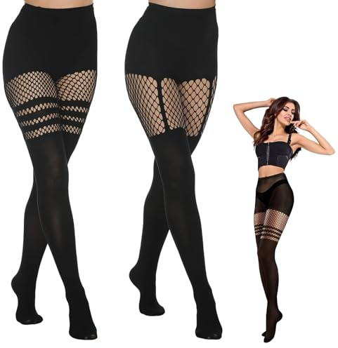 DGUSO 2 pares de medias de red negras, mallas de red, ropa gótica para mujer, adecuadas para fiestas, reuniones, mostrar encanto personal